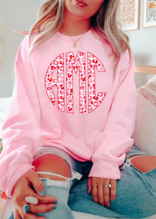PINK LEOPARD PRINT CUSTOM MONOGRAM
