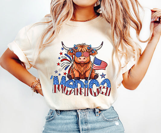 MERICA COW WITH FLAG