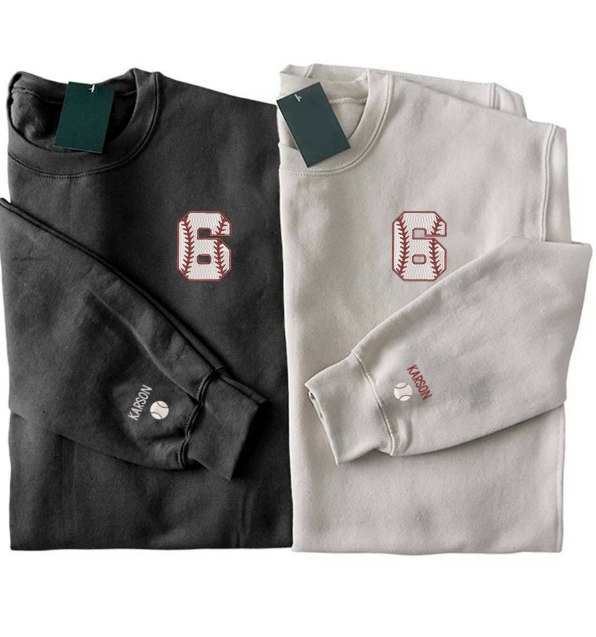 BASEBALL NUMBER AND NAME ON SLEEVE