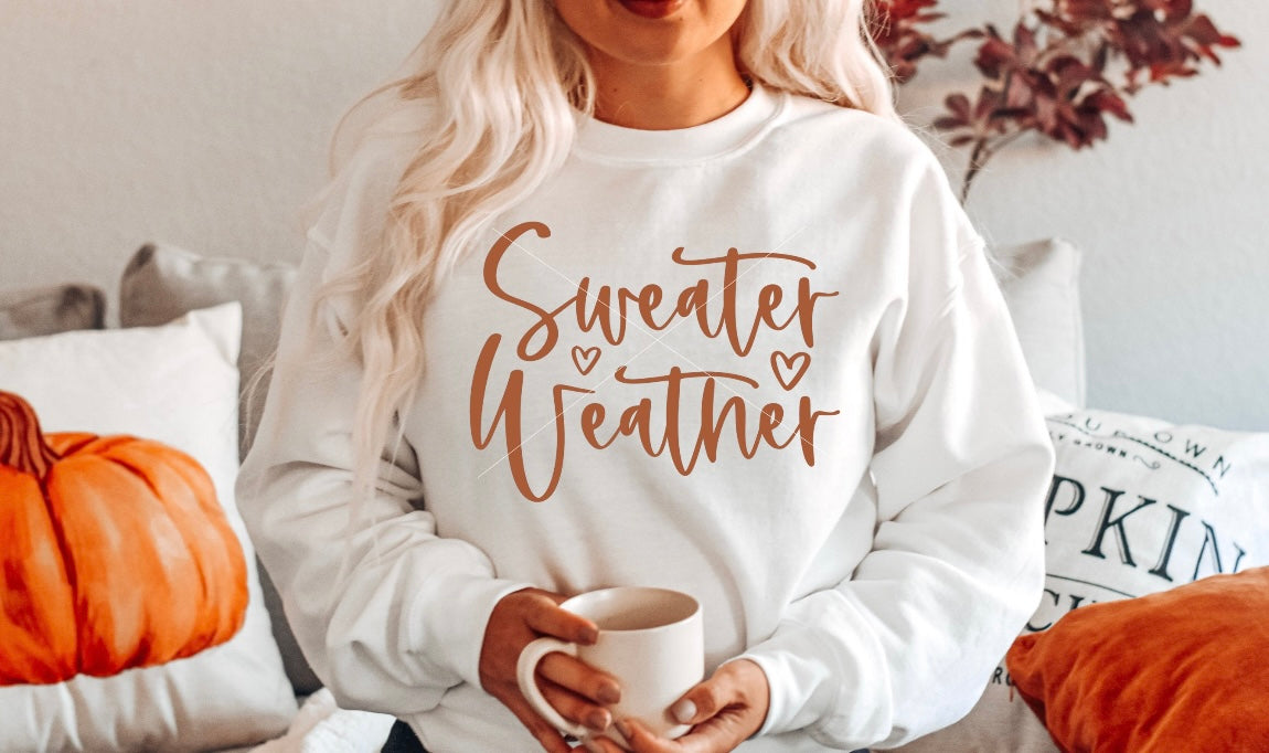 ORANGE SWEATER WEATHER WITH HEARTS