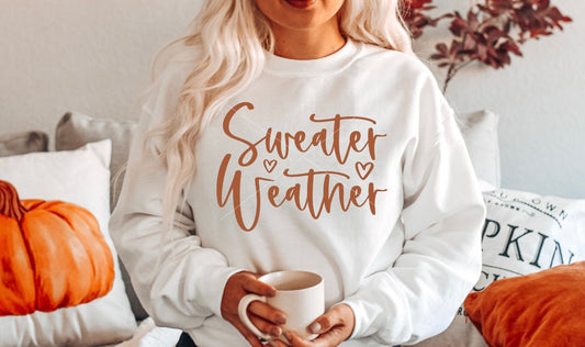 ORANGE SWEATER WEATHER WITH HEARTS