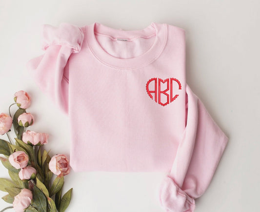 LEFT CHEST HEART SHAPED MONOGRAM
