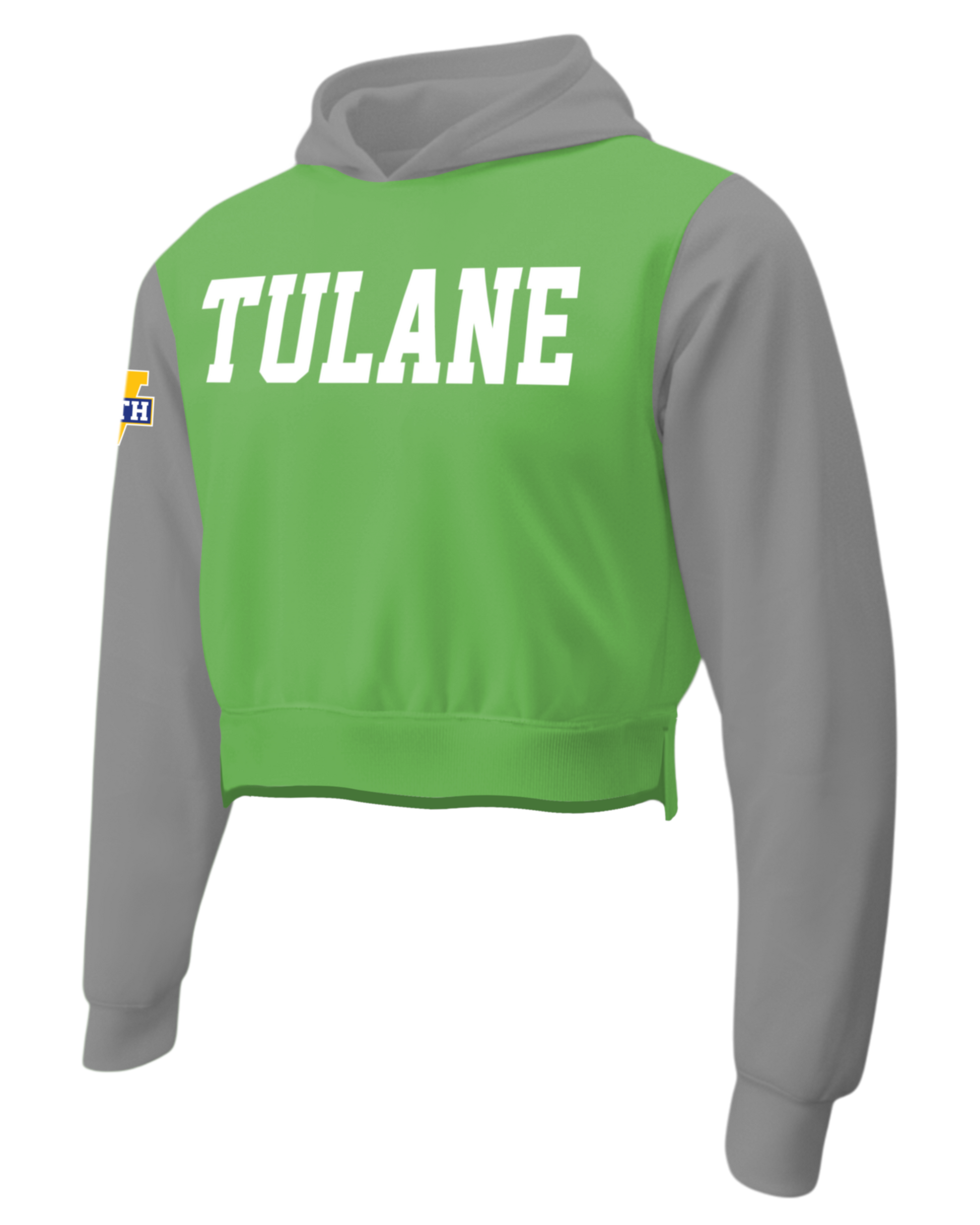 Cotton Fleece Crop Top Hoodie w/ Bottom Hem Slit