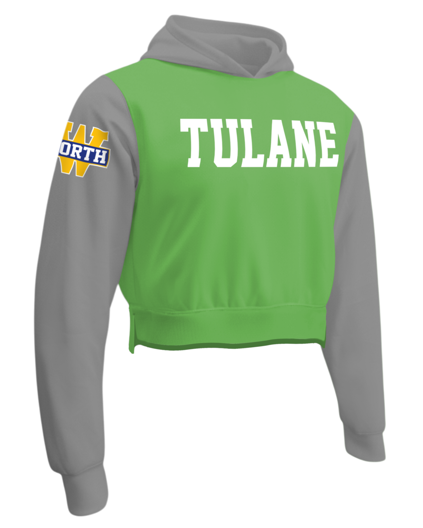 Cotton Fleece Crop Top Hoodie w/ Bottom Hem Slit