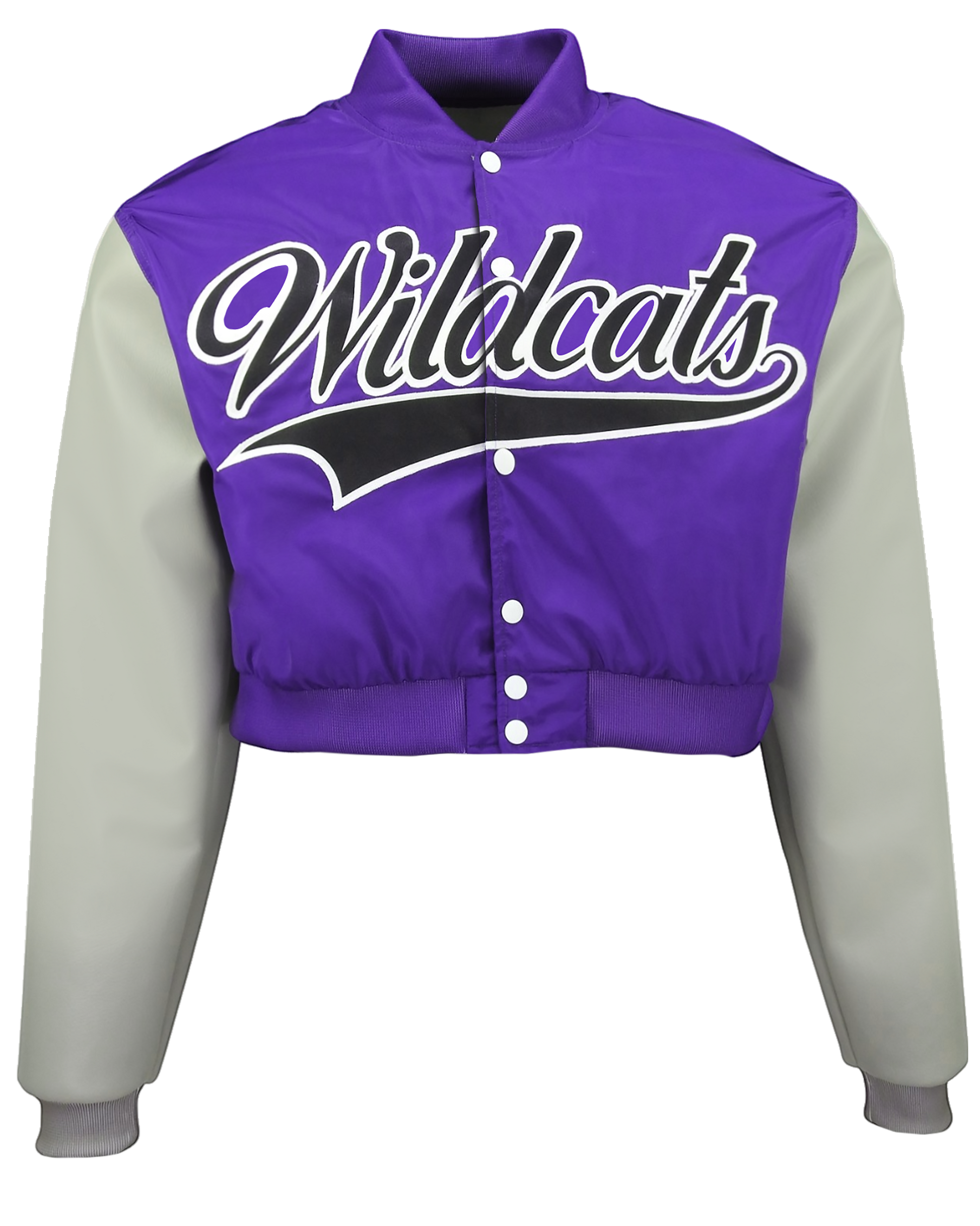 Sublimated Crop Top Letterman Jacket w/ Faux Leather Sleeves