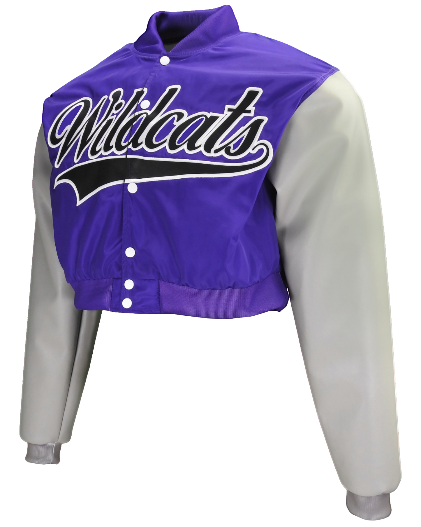 Sublimated Crop Top Letterman Jacket w/ Faux Leather Sleeves