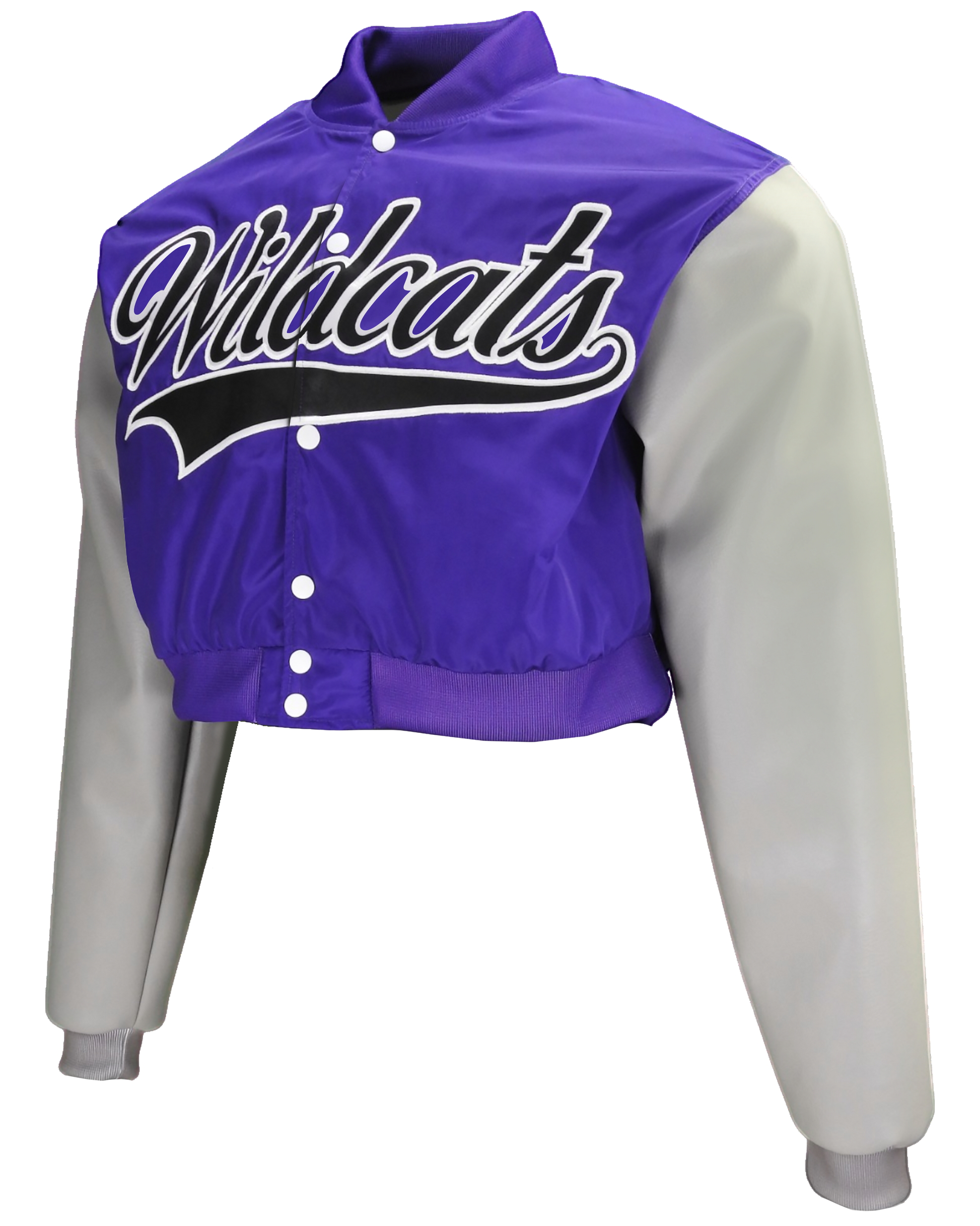 Sublimated Crop Top Letterman Jacket w/ Faux Leather Sleeves