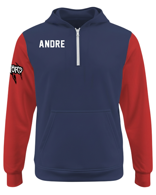 Cotton 1/4 Zip Fleece Hoodie w/ Front Pocket