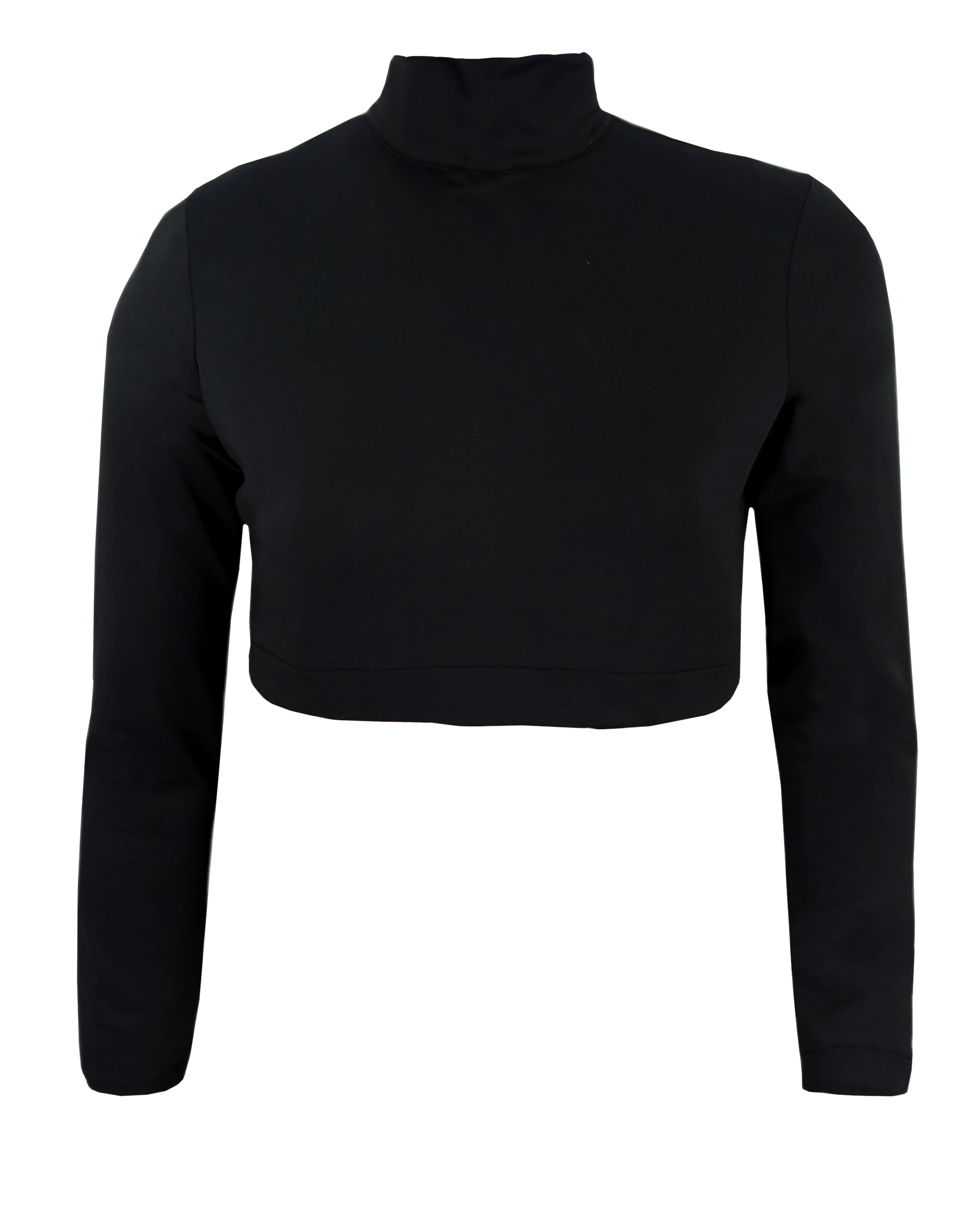Dyed Long Sleeve Cheer Crop Top w/ Turtle Neck (Solid Color)