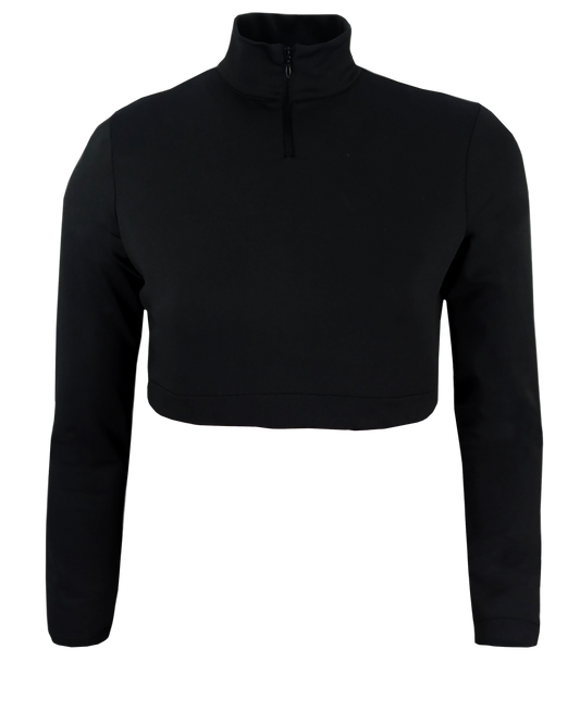 Dyed Long Sleeve Cheer Crop Top w/ Turtle Neck (Solid Color)
